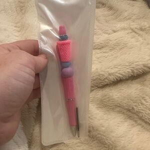 Pink Novelty Kids Pen with Bead Charm - Unbranded